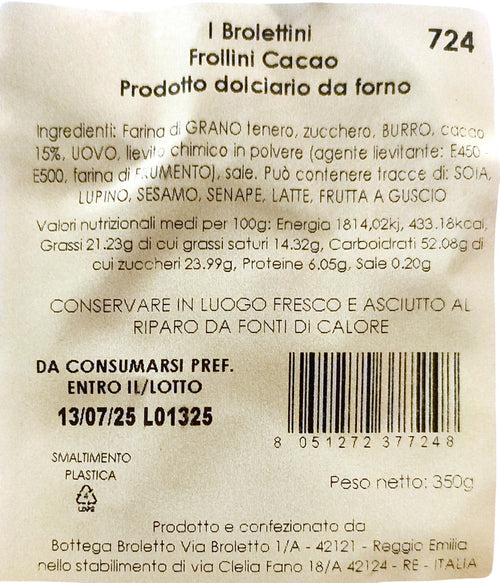 Biscotti Brolettini al Cacao