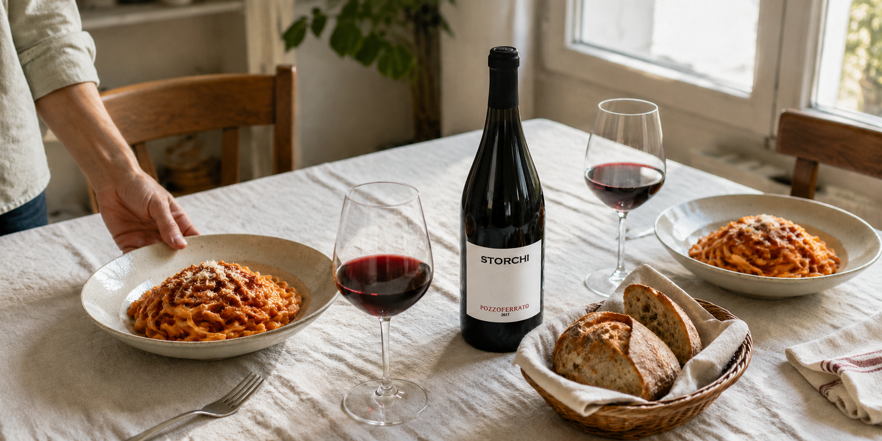 Vino rosso da tavola per tutti i giorni abbinato a pasta al ragù