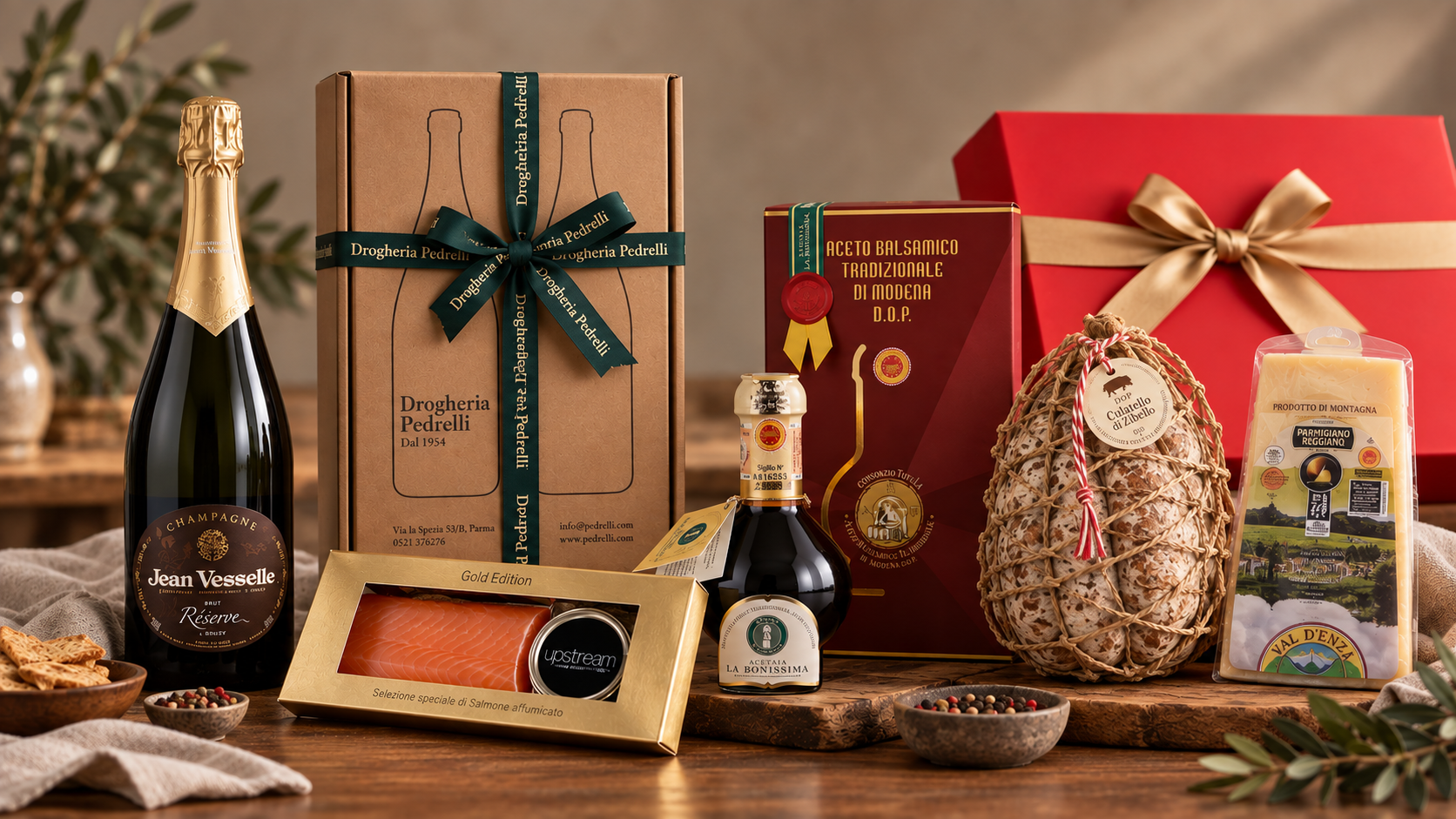 Idee regalo e confezioni enogastronomiche con vini, salumi e formaggi