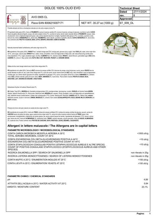 Dolce Pasquale con uvetta e canditi 100% Olio Extra Vergine d'Oliva 1 Kg
