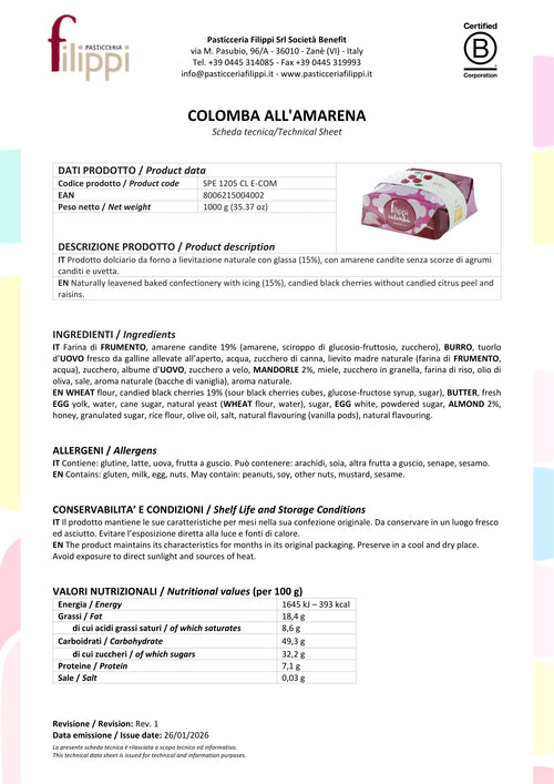 Colomba con Amarene 1 Kg