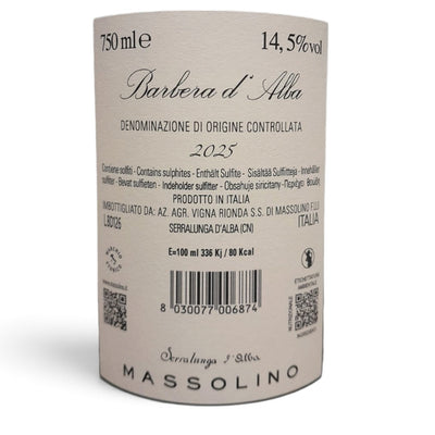 Etichetta di Barbera d'Alba DOC Massolino
