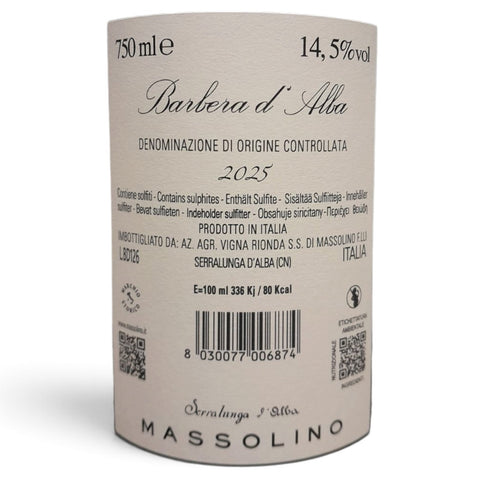 Etichetta di Barbera d'Alba DOC Massolino