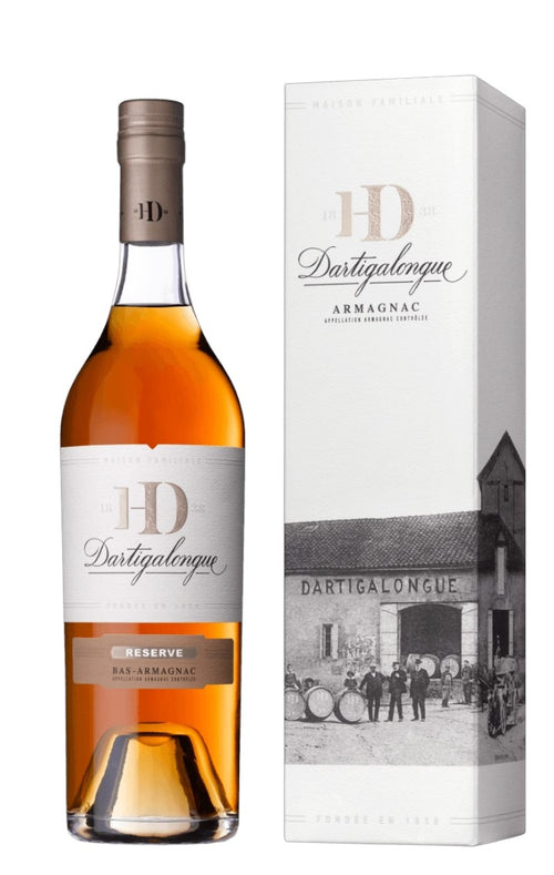 Bottiglia e astuccio di Bas Armagnac Reserve  di Dartigalongue 
