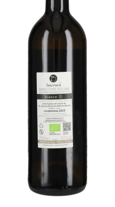 Bianco G Barraco – Vino Bianco Grillo IGP Biologico Dettaglio Etichetta