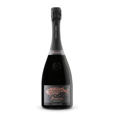 Bottiglia di Blauwal Rosé di Cesconi, spumante Trento DOC Extra Brut millesimato