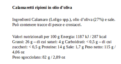 Calamaretti in olio di oliva