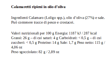 Calamaretti in olio di oliva