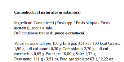 Cannolicchi al Naturale