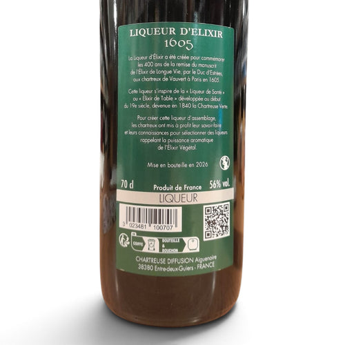 Etichetta Chartreuse Liqueur d'Élixir 1605