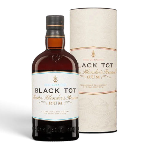 Confezione Black Tot Master Blender’s Reserve 2022 con bottiglia.