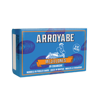 Cozze in Scapece di Arroyabe nella loro confezione da 115 g