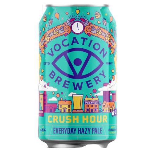 Lattina di Birra Crush Hour, la Hazy Pale Ale Artigianale del birrificio inglese  Vocation Brewery