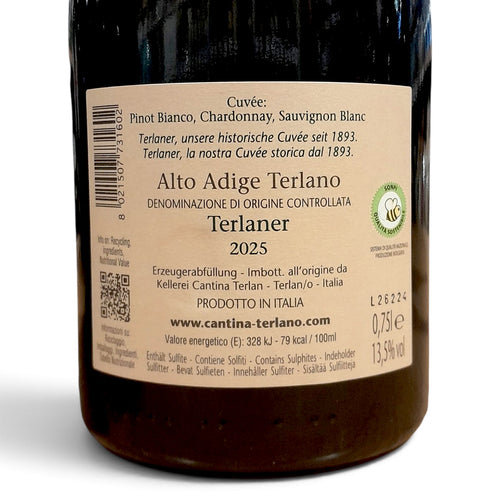 Etichetta di Terlaner Kellerei Terlan Alto Adige DOC 