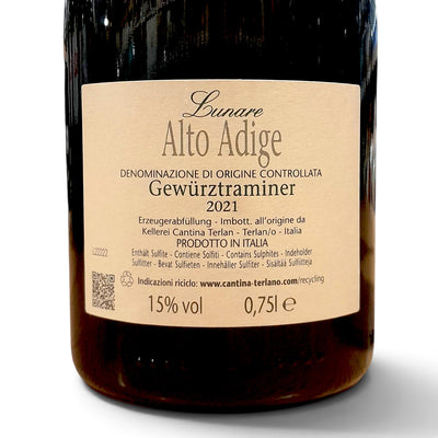Etichetta di Gewürztraminer Lunare Cantina Terlano