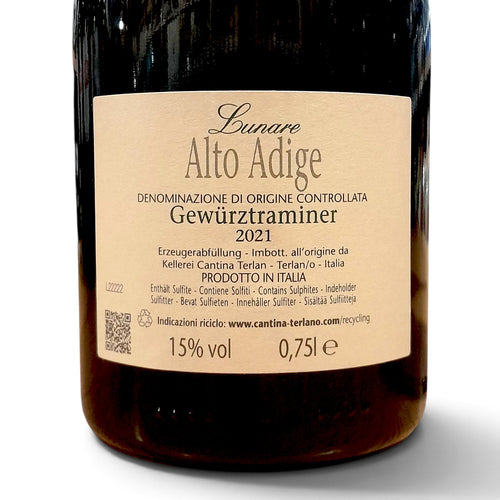 Etichetta di Gewürztraminer Lunare Cantina Terlano
