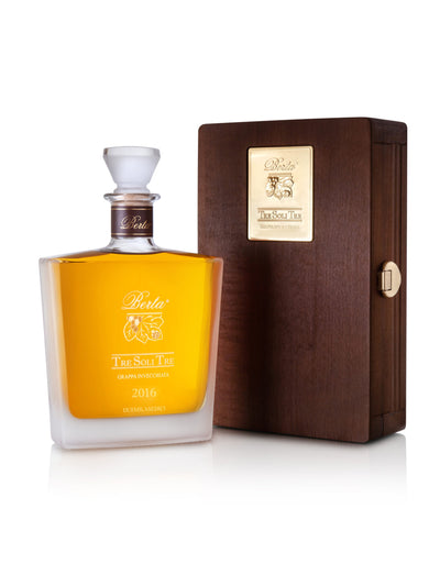 Grappa Tre Soli Tre in cofanetto di legno Distillerie Berta