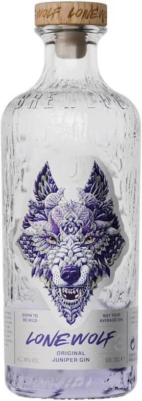 Bottiglia di LoneWolf Dry Gin del birrificio inglese BrewDog 