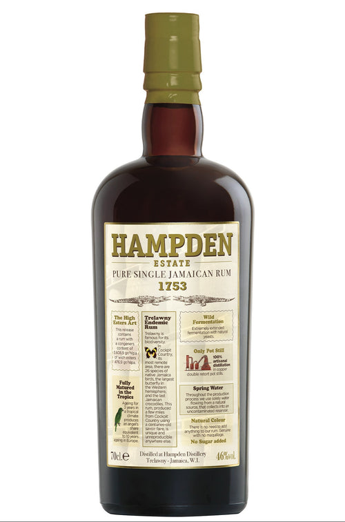 bottiglia di Rum 1759 Hampden non filtrato, senza coloranti