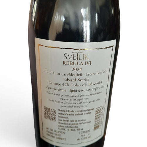 Etichetta della bottiglia di vino Ribolla Ivi di Svetlik