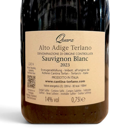 Etichetta di Sauvignon Quarz Cantina Terlano Alto Adige