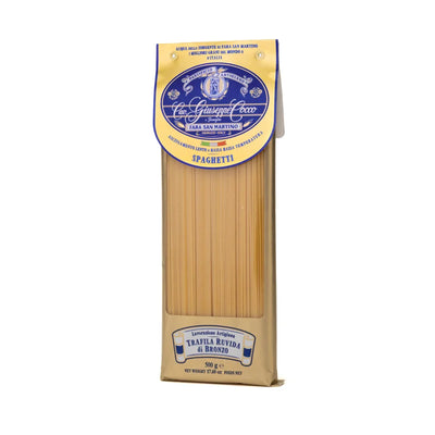 Confezione di Spaghetti artigianali abruzzesi trafilati al bronzo da 500g prodotta dal Pastificio Cavalier Giuseppe Cocco