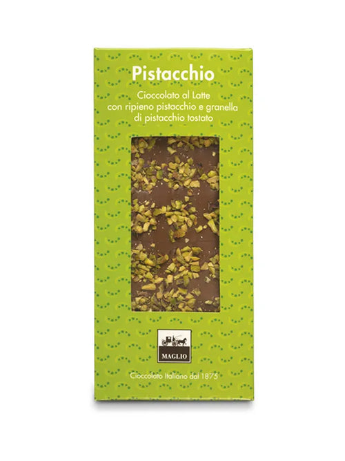 Tavoletta di Cioccolato al Latte Ripiena di Pistacchio Maglio