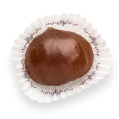 Marrons glacés Agrimontana interi e glassati, disposti in pirottini di carta
