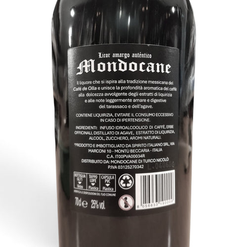 Etichetta ingredienti Amaro Mondocane al caffè