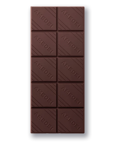 Dettaglio della tavoletta di cioccolato fondente Amedei Madagascar 72%
