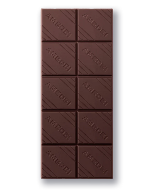Dettaglio della tavoletta di cioccolato fondente Amedei Madagascar 72%