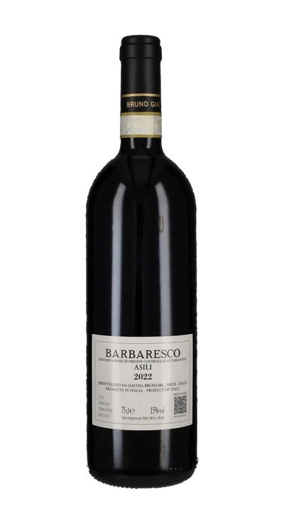 Dettaglio etichetta Barbaresco Asili Bruno Giacosa, grande vino rosso delle Langhe da uve Nebbiolo