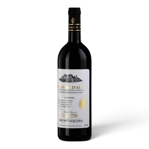Dettaglio etichetta Barbera d’Alba Bruno Giacosa, rosso piemontese gastronomico da uve Barbera