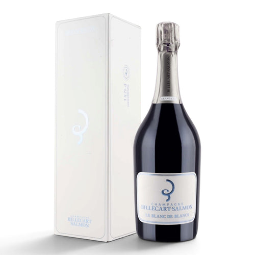 Bottiglia di Champagne Billecart-Salmon Blanc de Blancs Grand Cru con astuccio