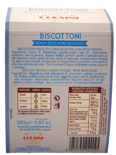Etichetta Biscottoni senza zuccheri aggiunti Corsini 280 g