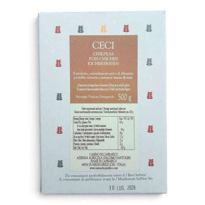 Ingredienti e valori nutrizionali ceci Casino di Caprafico
