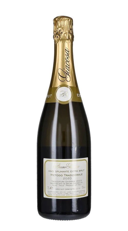 Dettaglio etichetta Extra Brut Millesimato Bruno Giacosa, spumante Metodo Classico Extra Brut del Piemonte