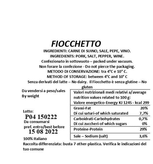 Fiocchetto Metà Sottovuoto
