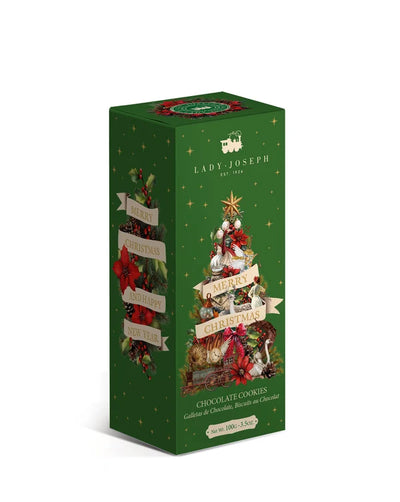 Biscotti di Natale al cioccolato Lady Joseph in confezione verde con decorazioni dorate
