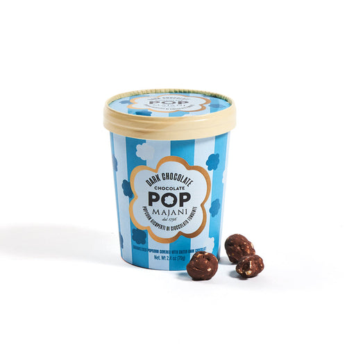 Chocolate Pop Majani al cioccolato fondente, confezione da 70 g con pop corn ricoperti di cioccolato