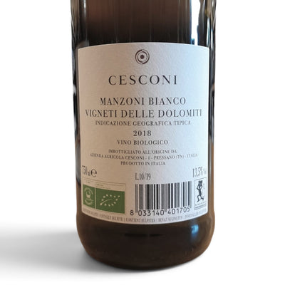 Etichetta Manzoni Bianco Cesconi Vigneti delle Dolomiti