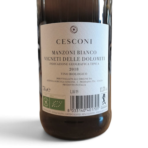 Etichetta Manzoni Bianco Cesconi Vigneti delle Dolomiti