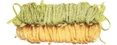 Dettaglio delle Matassine all’Uovo Paglia e Fieno Cocco, pasta artigianale all’uovo tagliata in matassine