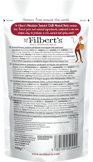 Ingredienti e valori nutrizionali Mix di Frutta Secca al Peperoncino Mr Filbert's 100 g