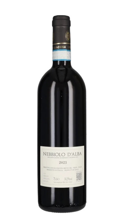 Dettaglio etichetta Nebbiolo d’Alba Bruno Giacosa, rosso piemontese elegante e armonico