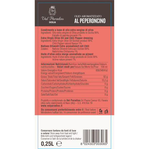 Olio Extravergine d'Oliva al Peperoncino