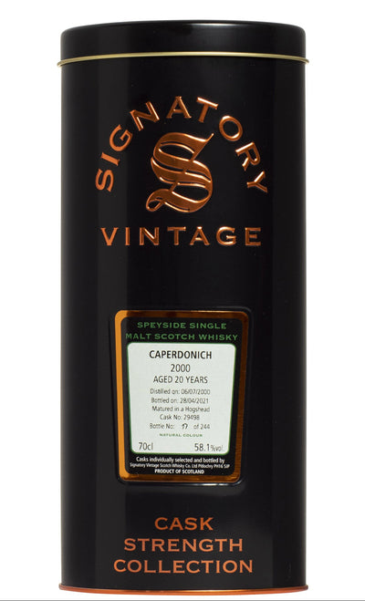 Signatory Vintage Caperdonich 2000 20 Years Old Cask Strength da 70 cl con confezione