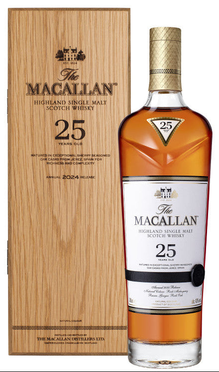 Confezione The Macallan Sherry Oak 25 Anni 2024 con bottiglia