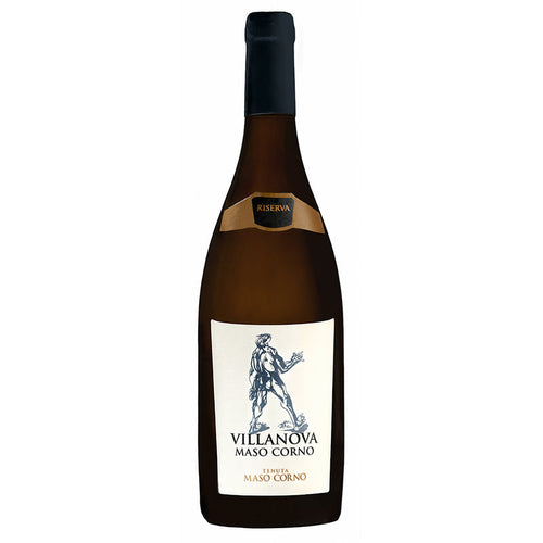 Villanova Chardonnay Riserva Tenuta Maso Corno, bottiglia da 75 cl su sfondo bianco
