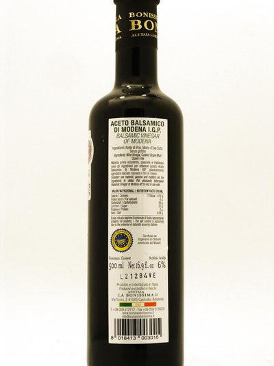 etichetta di Aceto Balsamico di Modena IGP Il Verde 500 ml di Acetaia La Bonissima